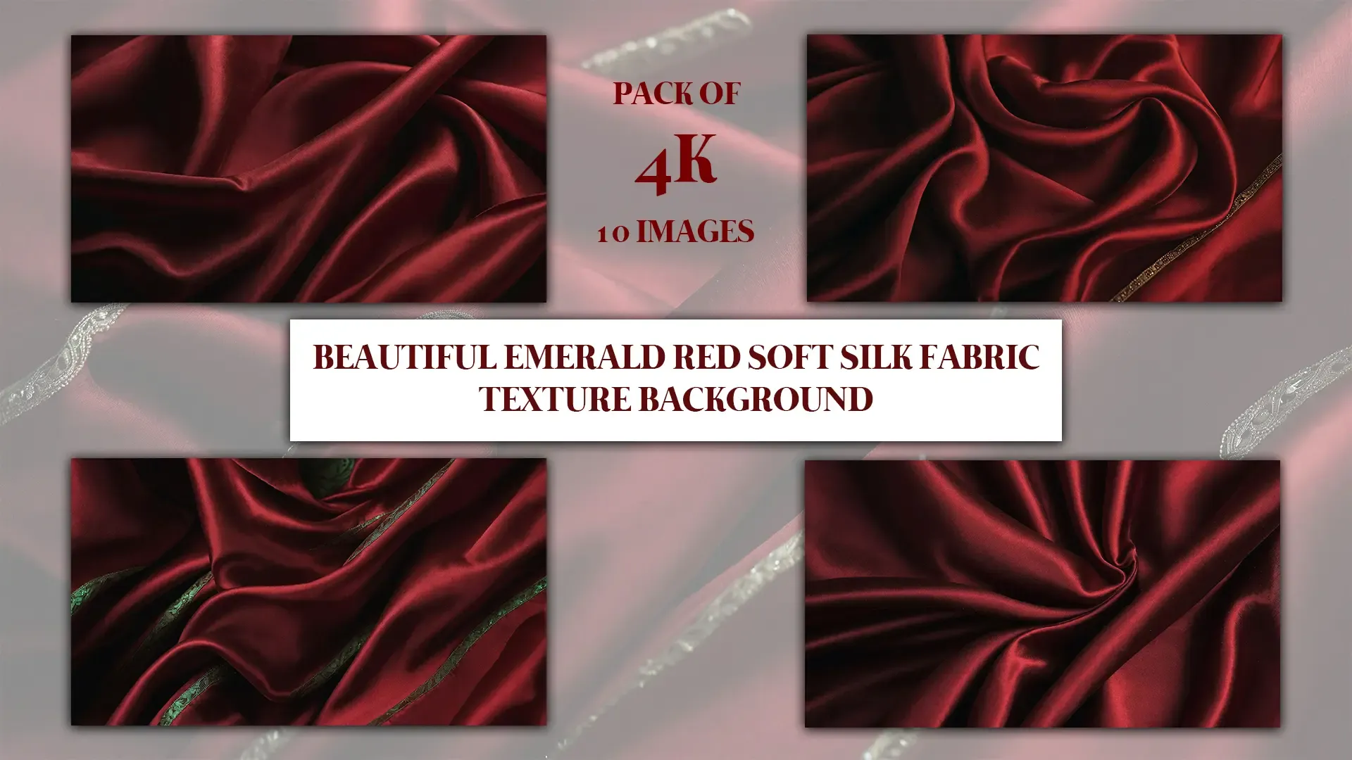 Beautiful Emerald Red Soft Silk Fabric Backgrounds Textures Collection image